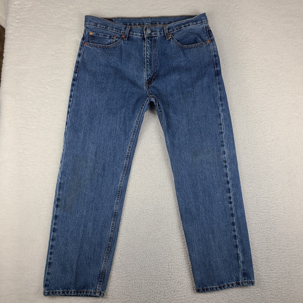 Levi's 505 Jeans Mens 38x30 Blue Regular Fit Straight Leg Medium Wash Denim *